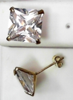 SQUARE Y/G C/Z EARRINGS