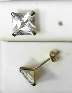 SQUARE Y/G C/Z EARRINGS
