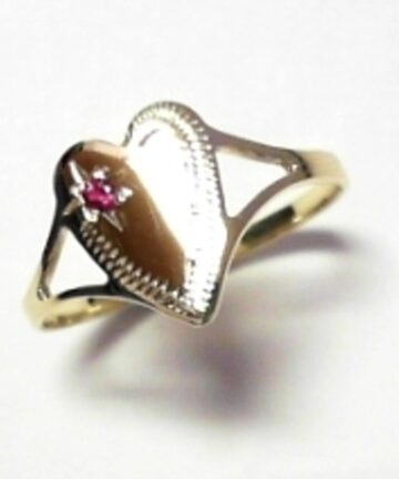 RED CZ KIDDIES HEART SIGNET RING