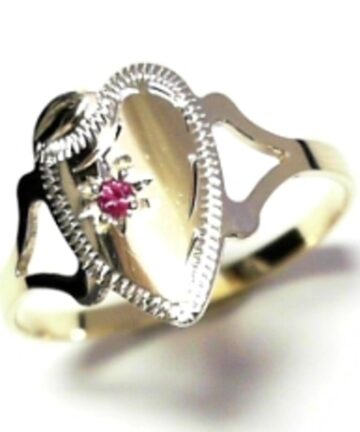 RED CZ MAIDEN HEART SIGNET RING