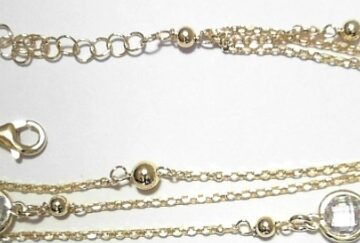 YELLOW PLATED CZ & BALLS ON THIN BELCHER