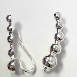 SILVER CZ BALLS FANCY EARRING