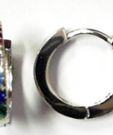 SILVER SMALL RAINBOW CZ HUGGIES 3mmx11mm