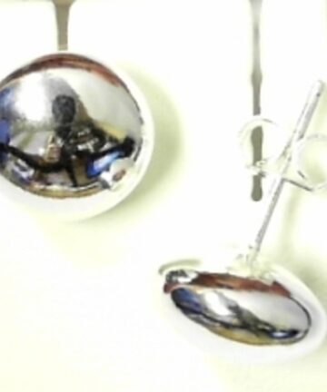 SILVER MED BUTTON STUD EARRINGS