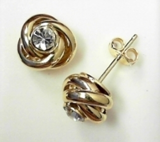 GOLD PLATED CZ LOVE KNOT STUDS