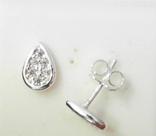 SILVER STUD TEAR DROP & C/Z