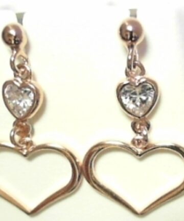 ROSE CZ HEARTS ON BALL STUD
