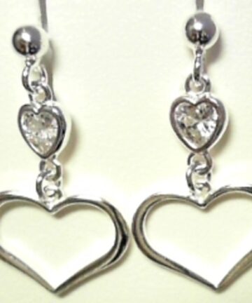SILVER CZ HEARTS ON BALL STUD