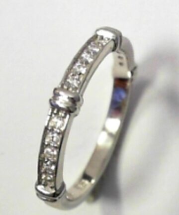 SILVER CZ & BARS STACK RING