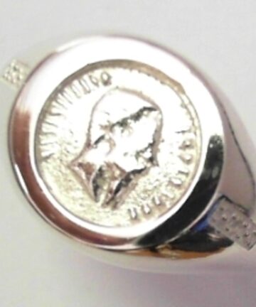 ROUND TOP PESOS COIN RING WITH SIDE PAVE
