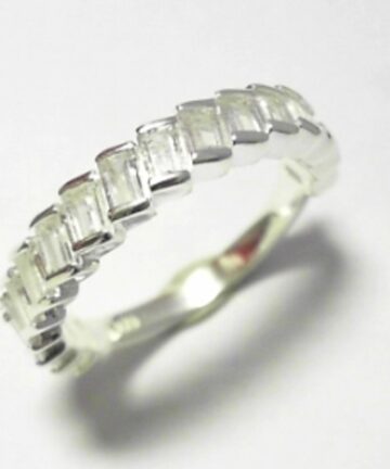 SILVER FANCY BAGUETTE STYLE DRESS RING