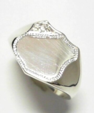 SILVER CZ GENTS SHIELD RING