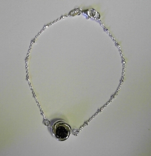 SILVER FANCY BRACELET BLK ROSE