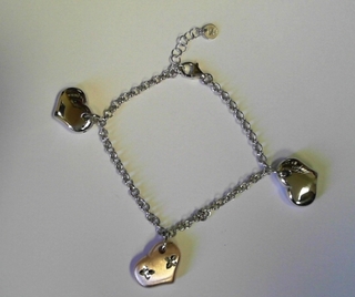 SILVER FANCY BRACELET 2 TONE HEART