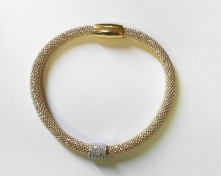 GOLD PLATED MESH BRACELET WITH CZ