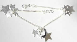 SILVER STARS ON POPCORN BRACELET