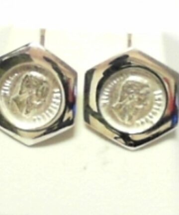 SIX SIDED PESOS COIN STUD EARRING
