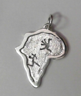 SILVER CUT OUT BUSHMAN MAP OF AFRICA