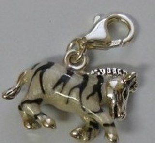 ENAMEL ZEBRA WITH ITALIAN CLASP