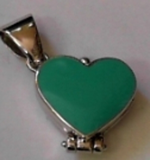 LIGHT BLUE ENAMEL ON HEART LOCKET SML