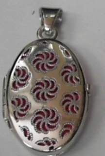 RED ENAMEL OVAL LOCKET