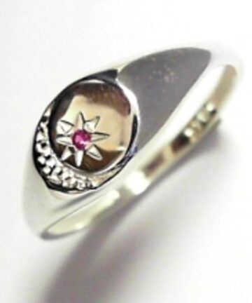 SILVER SMALL MOON & STAR RING