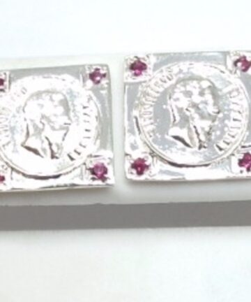 SE-1441 SML RED SQUARE PESOS COIN STUD