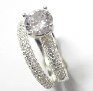 SR-1900 SILVER 4CLAW CZ SOLITAIRE TWINSET