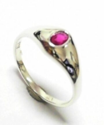 SR-1924R SILVER OVAL RED CZ KIDS RING