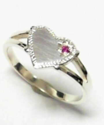 SR-1927R RED CZ HEART SIGNET RING