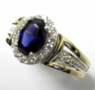GSR-451 GOLD&SILVER BLUE C/Z DRESS RING