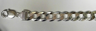 S014F23 SILVER 12MM FLAT CURB BRACELET