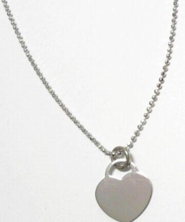 S967-42 SILVER FLAT HEART ON FANCY BALL CHAIN