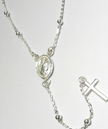S971-55 SILVER ROSARY WITH PLAIN CROSS G035