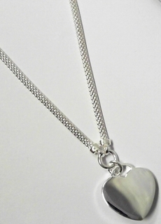 S906-50 SILVER MESH CHAIN WITH HEART & CZ KEY