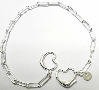 S950S20 SILVER 3MM DOUBLE HEART PAPERCLIP BRACELET
