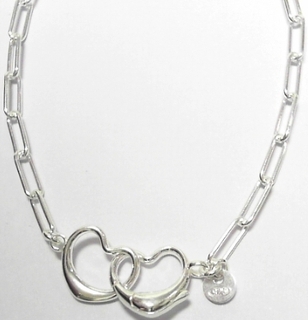 S950S45 SILVER 3MM DOUBLE HEART PAPERCLIP CHAIN