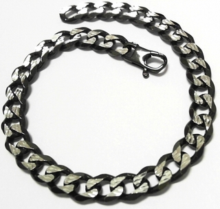 S952B22 SILVER DIAMOND CUT FANCY BLACK CURB G200