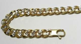 S952Y55 SILVER DIAMOND CUT FANCY CURB YELLOW PLATED