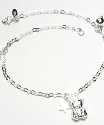SA---41 SILVER BEAR,STAR & BALLS ON ROLO ANKLET