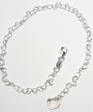 SA---42 SILVER HEARTS ANKLET WITH HEART CHARM