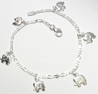 SB--28 SILVER ELEPHANTS ON FIGARO BRACELET GAUGE 060