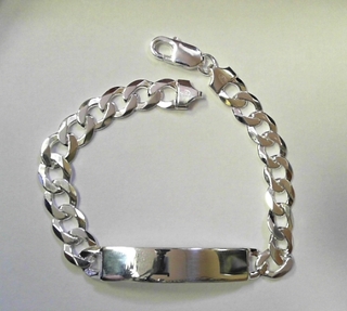 SB--767 SILVER FLAT CLOSE CURB ID BRACELET GAUGE 220