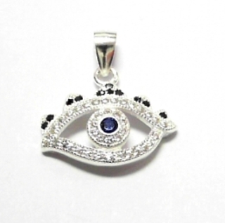 SP-1365 SILVER FANCY CZ EVIL EYE PENDANT