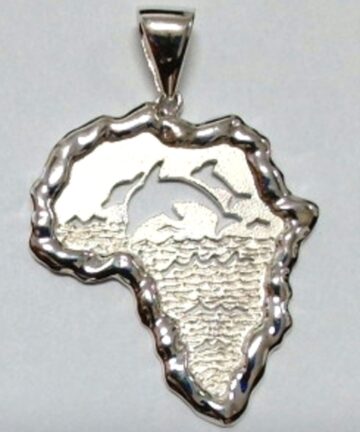SP-1384 LARGE SILVER DOLPHINS MAP OF AFRICA