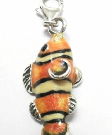 SP--767 SILVER ENAMEL CLOWN FISH CHARM