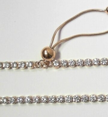 ST--47R SILVER ROSE PLATED 3MM TUBE SET TENNIS BRACELET