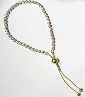ST--47Y SILVER YELLOW PLATED 3MM TENNIS BRACELET