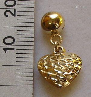 BE--100 925 + 5% GOLD HEART STUDS