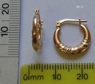 BE---21 SILVER + 5% GOLD CREOLE EARRING